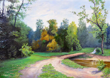 Painting titled "Park" by Sergey Lutsenko, Original Artwork, Oil