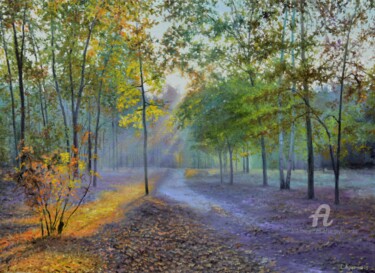 Painting titled "Аutumn colors" by Sergey Lutsenko, Original Artwork, Oil