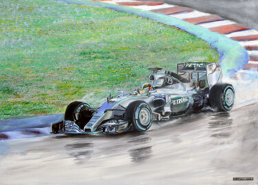 Malerei mit dem Titel "F1.Lewis Hamilton.…" von Sergey Lutsenko, Original-Kunstwerk, Öl