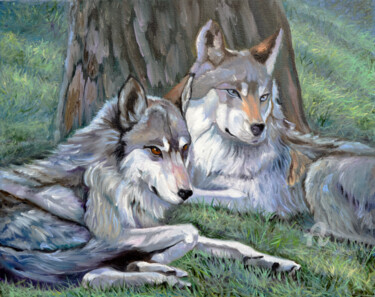 Peinture intitulée "Wolves" par Sergey Lutsenko, Œuvre d'art originale, Huile