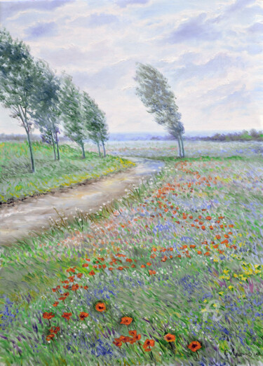 Painting titled "Warm spring wind" by Sergey Lutsenko, Original Artwork, Oil