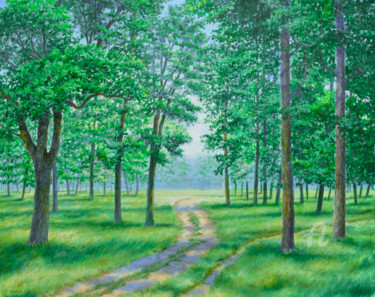 Painting titled "The middle of summer" by Sergey Lutsenko, Original Artwork, Oil
