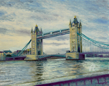 Картина под названием "Tower bridge.London" - Sergey Lutsenko, Подлинное произведение искусства, Масло Установлен на Деревян…