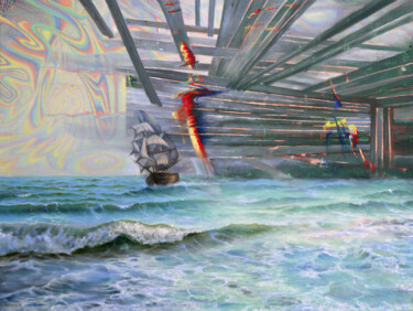 Peinture intitulée "Destroying Barriers" par Sergey Lutsenko, Œuvre d'art originale, Huile Monté sur Châssis en bois