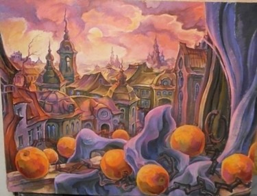Pintura intitulada "Уходящее солнце отр…" por Sergei Vladimirov, Obras de arte originais