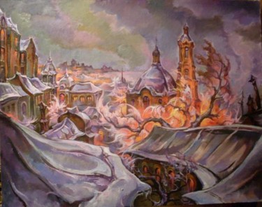 Peinture intitulée "Огонь и снег" par Sergei Vladimirov, Œuvre d'art originale