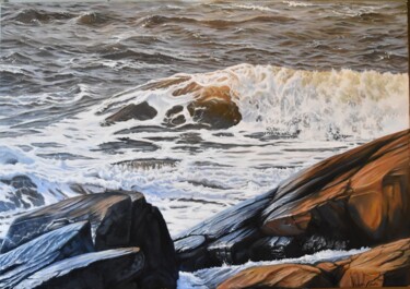 Malerei mit dem Titel "The cold sea" von Serghei Ghetiu, Original-Kunstwerk, Öl
