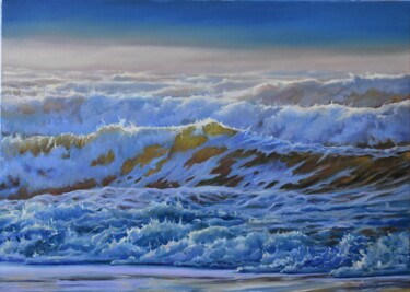 Painting titled "The breath of ocean" by Serghei Ghetiu, Original Artwork, Oil