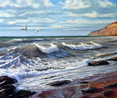 Картина под названием "The living sea" - Serghei Ghetiu, Подлинное произведение искусства, Масло