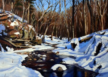 Painting titled "The winter forest" by Serghei Ghetiu, Original Artwork, Oil