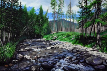 Painting titled "Summer in the mount…" by Serghei Ghetiu, Original Artwork, Oil