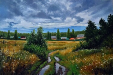 Painting titled "Summer evening afte…" by Serghei Ghetiu, Original Artwork, Oil