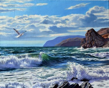Painting titled "On the sea" by Serghei Ghetiu, Original Artwork, Oil