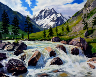 Pintura intitulada "Summer in mountains…" por Serghei Ghetiu, Obras de arte originais, Óleo