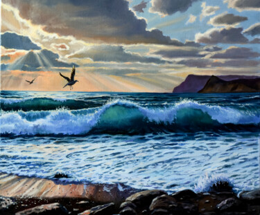 "The evening seascap…" başlıklı Tablo Serghei Ghetiu tarafından, Orijinal sanat, Petrol