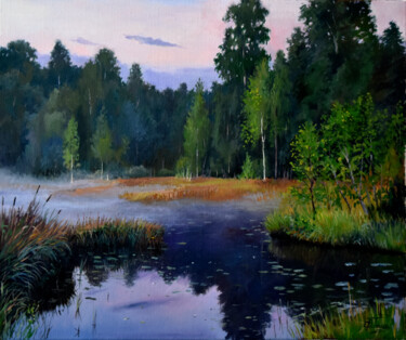 Картина под названием "Late evening in the…" - Serghei Ghetiu, Подлинное произведение искусства, Масло