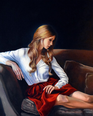 Peinture intitulée "Portrait of an youn…" par Serghei Ghetiu, Œuvre d'art originale, Huile