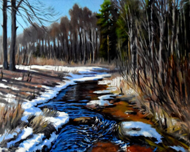 Malerei mit dem Titel "The last snow" von Serghei Ghetiu, Original-Kunstwerk, Öl