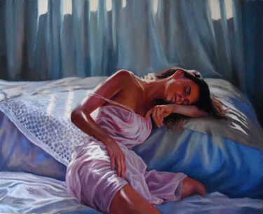 Painting titled "Fallen in dreams" by Serghei Ghetiu, Original Artwork, Oil
