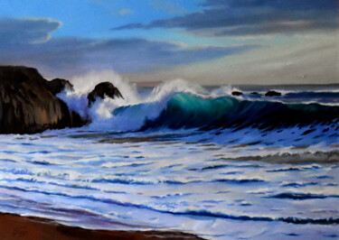 Painting titled "On the coast  #arti…" by Serghei Ghetiu, Original Artwork, Oil