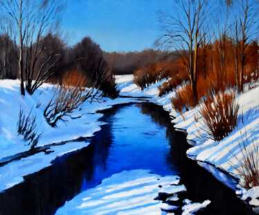 Pittura intitolato "The sunny winter day" da Serghei Ghetiu, Opera d'arte originale, Olio