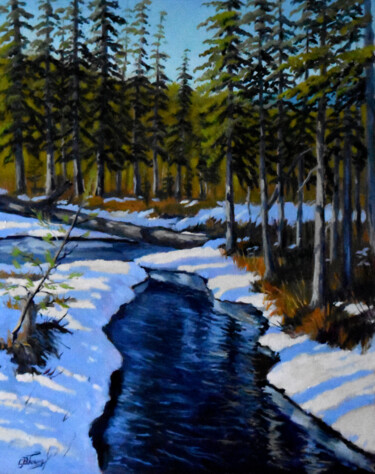 Картина под названием "The sunny winter da…" - Serghei Ghetiu, Подлинное произведение искусства, Масло