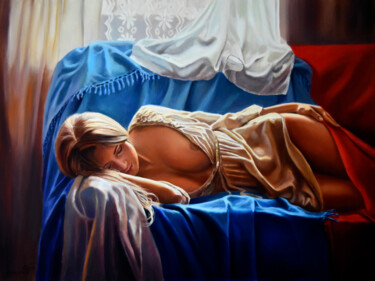 Peinture intitulée "Her sweet dreams" par Serghei Ghetiu, Œuvre d'art originale, Huile