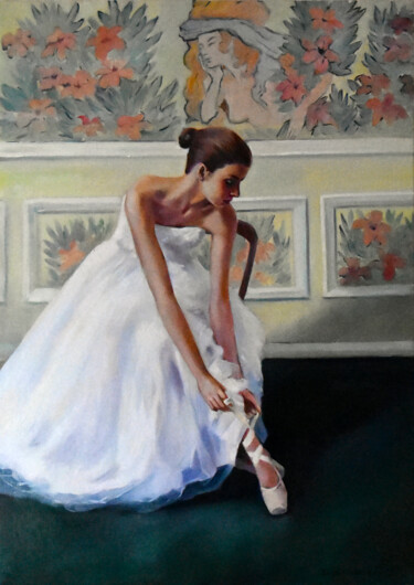 Painting titled "Preparing for class…" by Serghei Ghetiu, Original Artwork, Oil