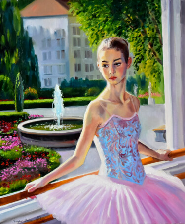 Картина под названием "Young ballerina por…" - Serghei Ghetiu, Подлинное произведение искусства, Масло