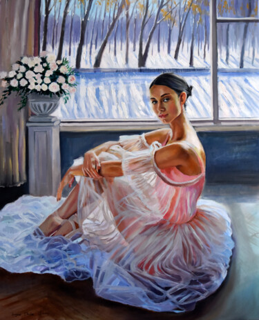 Painting titled "Ballerina: the wint…" by Serghei Ghetiu, Original Artwork, Oil