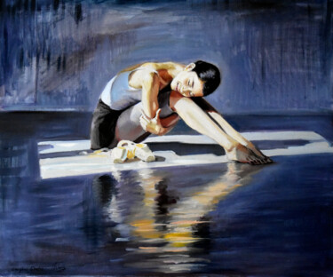 Malerei mit dem Titel "The young ballerina…" von Serghei Ghetiu, Original-Kunstwerk, Öl