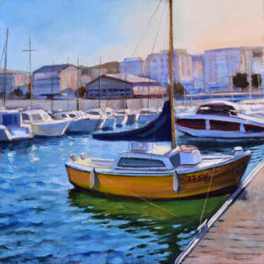 Painting titled "The Altea harbour" by Serghei Ghetiu, Original Artwork, Oil