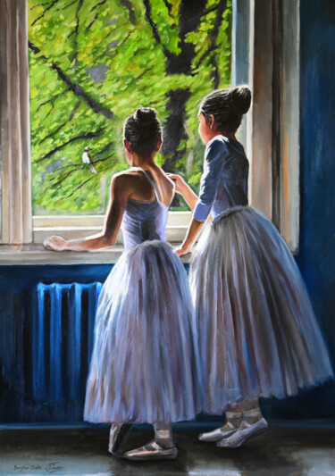 Painting titled "Little ballerinas m…" by Serghei Ghetiu, Original Artwork, Oil