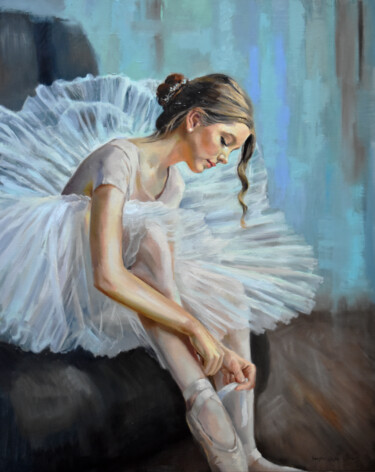 Peinture intitulée "Ballerina, preparin…" par Serghei Ghetiu, Œuvre d'art originale, Huile Monté sur Châssis en bois