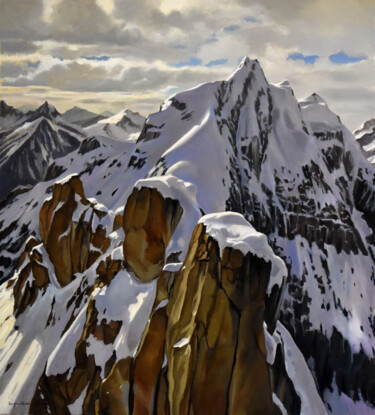 Malerei mit dem Titel "Mountains landscape" von Serghei Ghetiu, Original-Kunstwerk, Öl