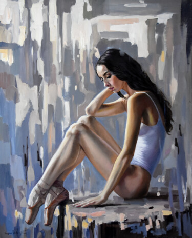 Картина под названием "The ballet dancer" - Serghei Ghetiu, Подлинное произведение искусства, Масло Установлен на Деревянная…