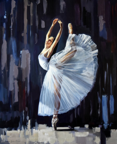 Painting titled "The beauty of dance…" by Serghei Ghetiu, Original Artwork, Oil Mounted on Wood Stretcher frame
