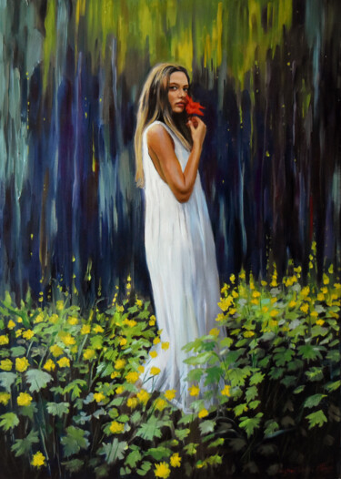Картина под названием "The forest fairy" - Serghei Ghetiu, Подлинное произведение искусства, Масло Установлен на Деревянная…
