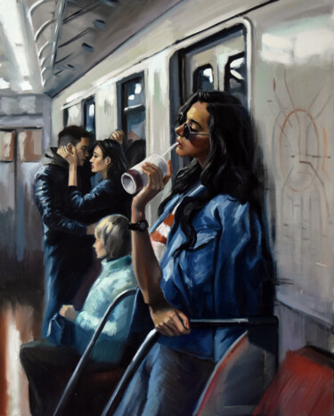 Painting titled "The Underground life" by Serghei Ghetiu, Original Artwork, Oil Mounted on Wood Stretcher frame
