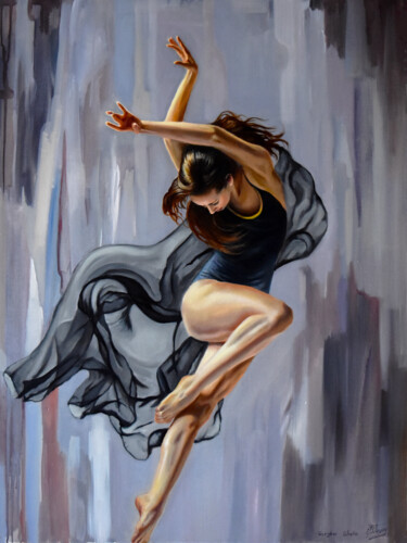 Painting titled "The beauty of dance…" by Serghei Ghetiu, Original Artwork, Oil Mounted on Wood Stretcher frame