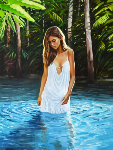 Картина под названием "The tropical beauty" - Serghei Ghetiu, Подлинное произведение искусства, Масло
