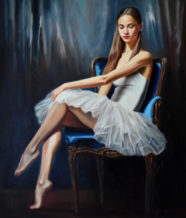 Painting titled "The Grace II" by Serghei Ghetiu, Original Artwork, Oil Mounted on Wood Stretcher frame