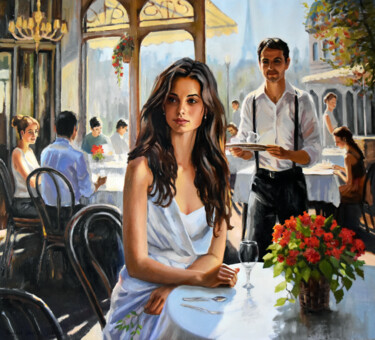 Картина под названием "A summer in Paris II" - Serghei Ghetiu, Подлинное произведение искусства, Масло