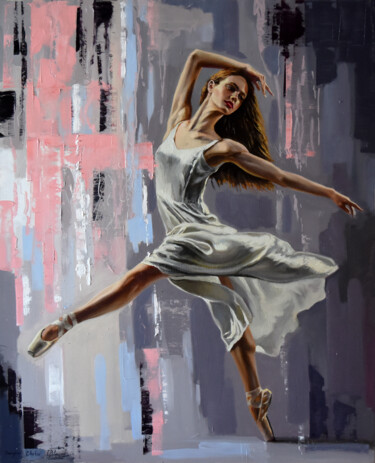 Painting titled "The beauty of dance…" by Serghei Ghetiu, Original Artwork, Oil Mounted on Wood Stretcher frame