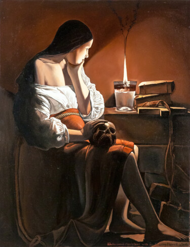 Malerei mit dem Titel "Copy of "Magdalene…" von Serghei Ghetiu, Original-Kunstwerk, Öl