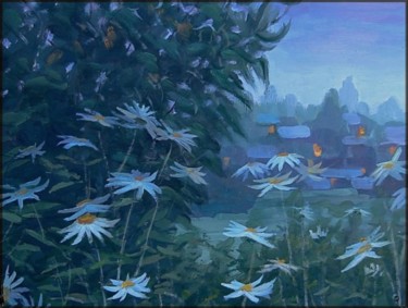 Картина под названием "Вечерние ромашки. З…" - Sergik, Подлинное произведение искусства