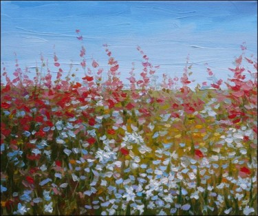Картина под названием "Полевые цветы. Зака…" - Sergik, Подлинное произведение искусства, Масло