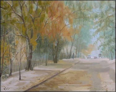 Painting titled "Первый снег. Заказа…" by Sergik, Original Artwork, Oil