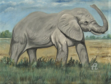 Peinture intitulée "El Elefante africano" par Sergio Cabeza, Œuvre d'art originale, Huile