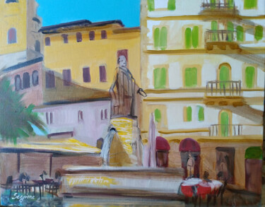 Painting titled "PIAZZETTA EROI SANR…" by Sergio Carcereri, Original Artwork, Oil Mounted on Wood Stretcher frame